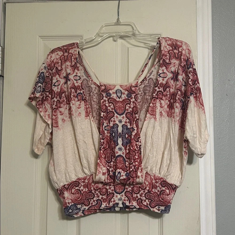 5for$20☂️💕 Free People pink white crop top T back - Picture 4 of 4